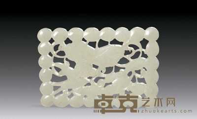 明代 白玉透雕花鸟纹珮 6.8×4.6cm